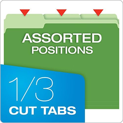 Pendaflex Colored File Folders, 100 Pack, Letter Size (8.5" x 11"), Durable Green Folders, 3 Tabs for Easy Labeling, Colorful School, Office & Home Document Organization