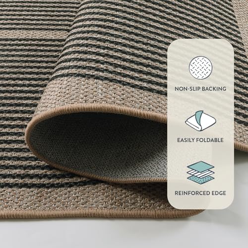 Lahome Modern Rainbow Easy Jute Outdoor Runner Rug, 2x6 Runners for Hallways Washable Laundry Room Rug, Farmhouse Non Slip Indoor Outdoor Carpet for Kitchen Floor Entryway