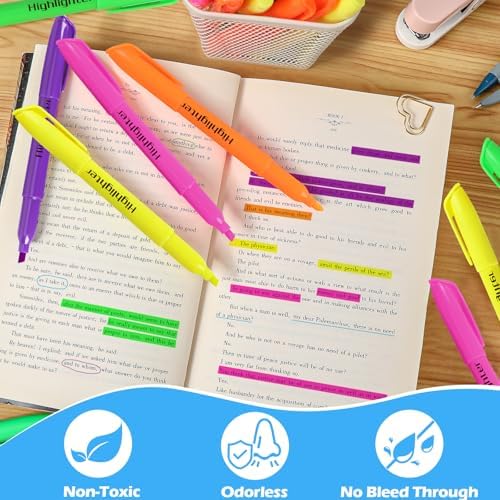 KIZZYEA 168 Pack Highlighters in 6 Assorted Colors, Chisel Tip Dry-Quickly Highlighters Bulk, No Bleed Highlighter Markers for Adult Kids, Office Classroom Must Have, School Supplies for Teachers