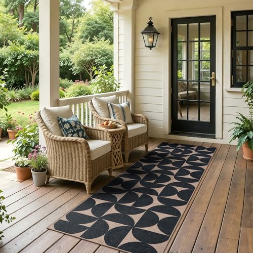 Lahome Semi Circle Easy Jute Kitchen Runner Rug, 2x6 Non Slip Runner Rug