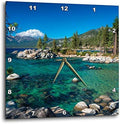 3dRose Wall Clock Silent - 10 inch - Boulders and Cove at Sand Harbor State Park, Lake Tahoe, Nevada, USA - Lakes