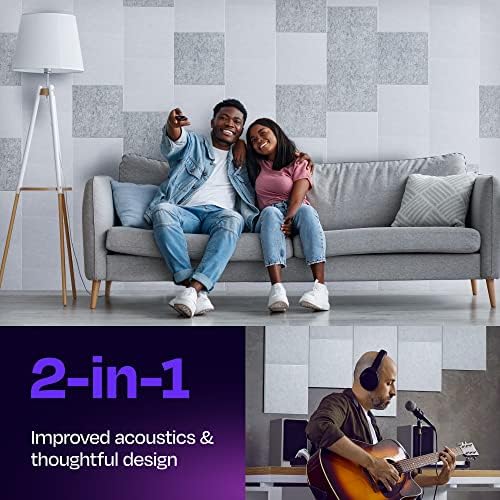 Acoustic Panels 12-Pack Soundproof Wall Panels 12"X12"X0.4" Sound Panels High Density Sound Dampening Panels - [White Square]