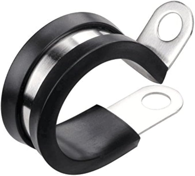 LOKMAN 20 Pack 1/2 Inch Stainless Steel Cable Clamp, Rubber Cushioned Insulated Clamp, Conduit Wire Holder Strap Clips for Tube, Pipe or Wire Cord Installation