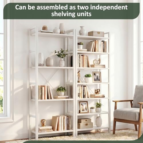 Triple Bookshelf, Free Standing Bookcase with Open Storage Shelves