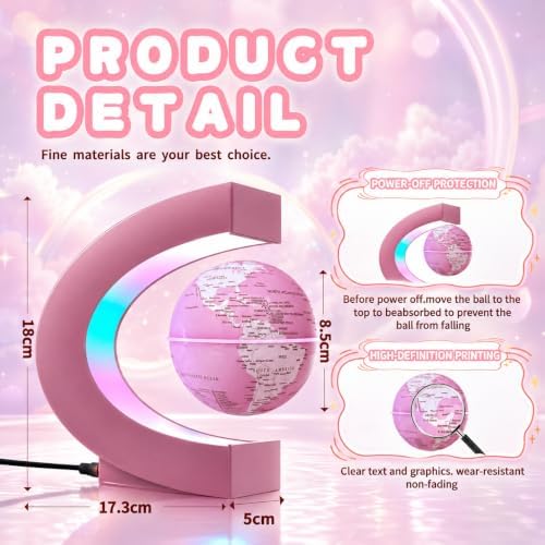 Magnetic Levitating Floating Globe Lamp with 7 Colors, Cool Tech Gadgets Gifts for Ladies/Mother/Wife/Girlfriend, Birthday Gifts Desk Decor for Office Home Bookshelf Display