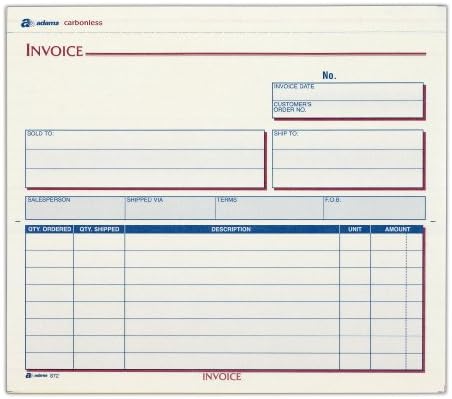 Adams Invoice Unit Sets, 7.44 x 8.5 Inches, 3-Part, Carbonless, White/Canary/Pink, 100 Sets per Pack (NC3872) (Pack of 4)