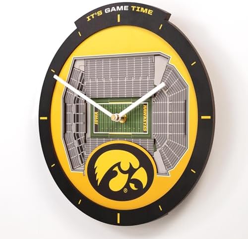 YouTheFan NCAA Iowa Hawkeyes StadiumView 3D Wall Clock