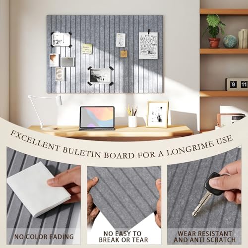 JBER Cork Board Alternative, 6 Pack 36" x 24" Felt Board, Light Gray