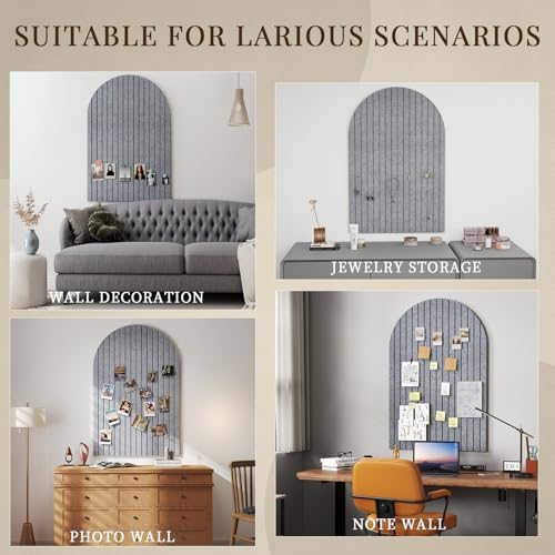 JBER Arched Cork Board Alternative 36" x 24", 6 Pack, Light Gray
