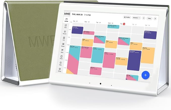 2026 New Upgraded Smart Digital Calendar, Family Planner No Subscription | WiFi Sync Color-Coded Family Schedule, Chore Chart & Meal Plan, HD Interactive Touchscreen Smart Calendar with Green Case