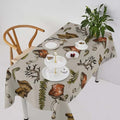 Vintage Woodland Mushroom Tablecloth, Nature Forest Plants Botanical Ferns Print Table Cloth for Farmhouse Kitchen Party Picnic Dinner Decor 60x120in