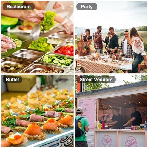 Countertop Food Serving Display Container with Clear Roll Top Cover, Catering Supplies Buffet Display, Perfect Salad Bar Buffet Station for Home and Catering Supplies, Cold Food Buffet Server(6 Pan)