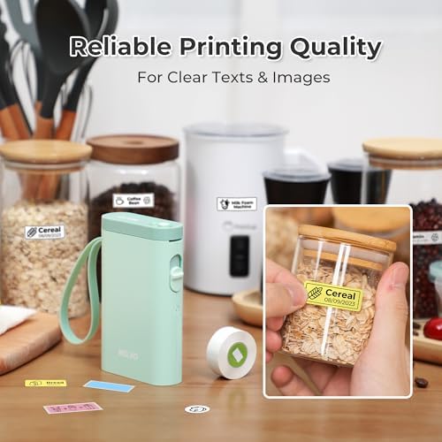 Nelko P21 Label Maker Machine with Tape, Bluetooth Label Printer, Green