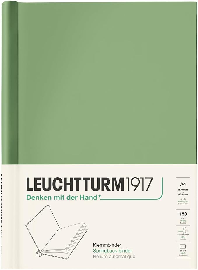 LEUCHTTURM1917 - PEKA Springback Binder (Sage) - Holds 150 Sheets of Paper