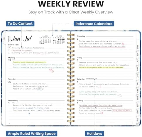 Large Planner 2026-2027, A4 (8.5" x 11") Hardcover Weekly & Monthly Planner July 2026 - June 2027 with Monthly Tabs, Academic Planner for School, Work and Office, Ocean Etching