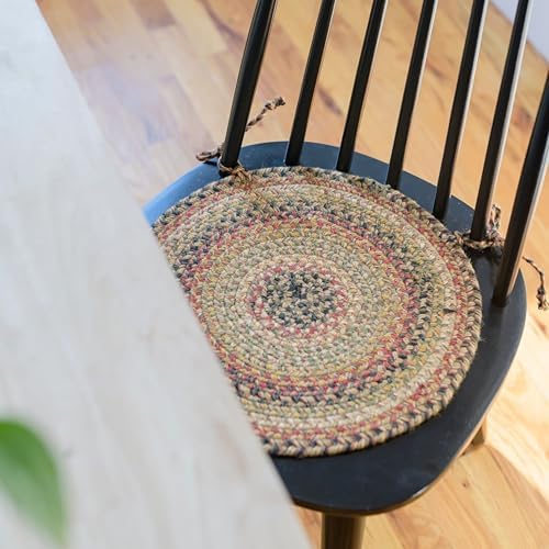 Homespice Kingston Braided Chair Pads for Country Decor, Round 15" Set of 2