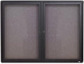 Quartet Bulletin Board, 4' x 3' Enclosed Fabric Notice Board, Lockable Swing Doors, Graphite Frame (2364L)