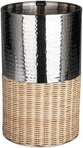happimess Asher 4.13 Gal Wicker Cylinder Waste Basket, Chrome/Natural