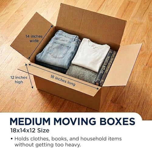 BOX USA Medium Moving Boxes 18"L x 14"W x 12"H 10-Pack - Corrugated Cardboard Box for Shipping, Mailing, Packing, Packaging and Storage