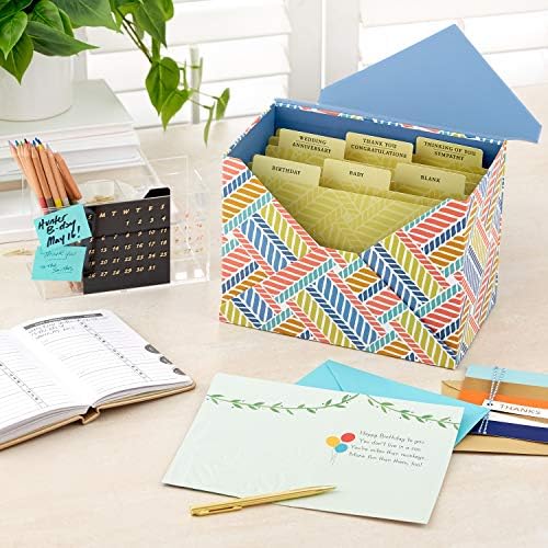 Hallmark Pack of 24 Handmade Assorted Boxed Greeting Cards, Herringbone Pattern—Birthday, Baby Shower, Wedding & All Occasion Greeting Cards Assortment—48 Cards and Envelopes with Organizer Box