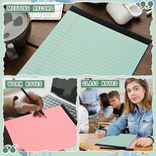 8.5'' x 11'' Colored Legal Pad Writing Wide Ruled, Bohemian Color, 8 Pcs