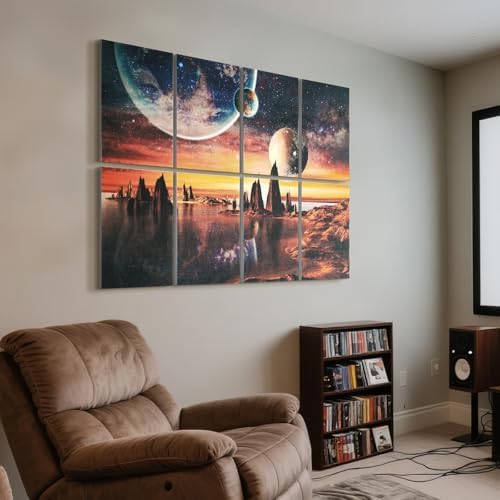 UMIACOUSTICS 8 Pcs 0.7Inch Thick Art Acoustic Panels Twice Thicker to other 0.35 Inch,Total 47.2” x 31.5” Decorative Acoustical Wall Panels for Home, Office, Hotel, Stars Shine-Brightly