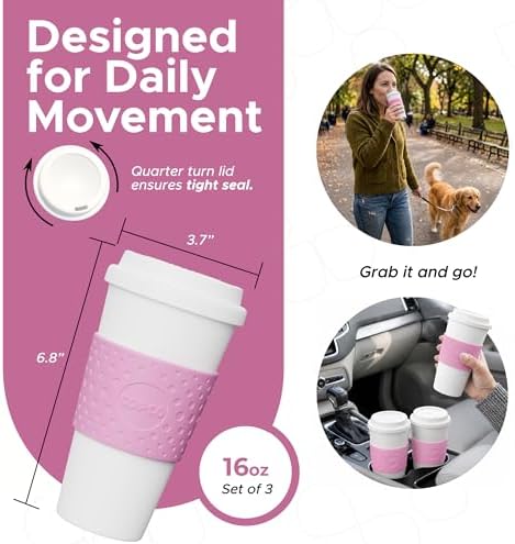 Copco Acadia Travel Mug, 16 Oz - Pink, Set of 3