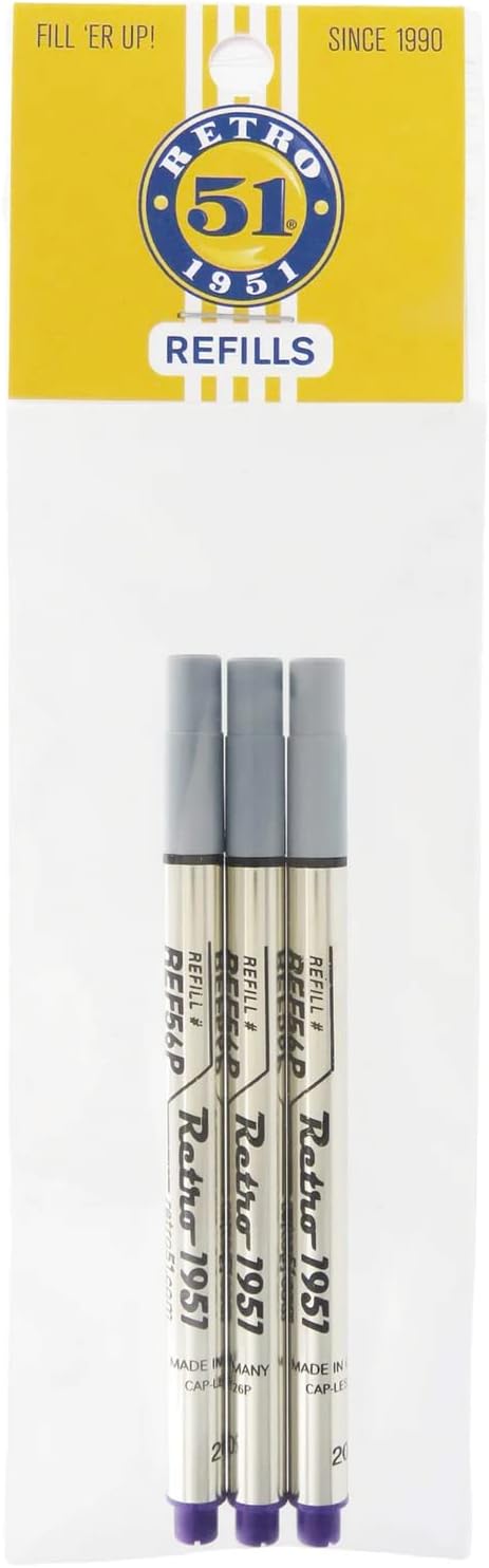 Retro 51 Fountain Pen Refills, Purple, 3-Pack (REF56P-B)