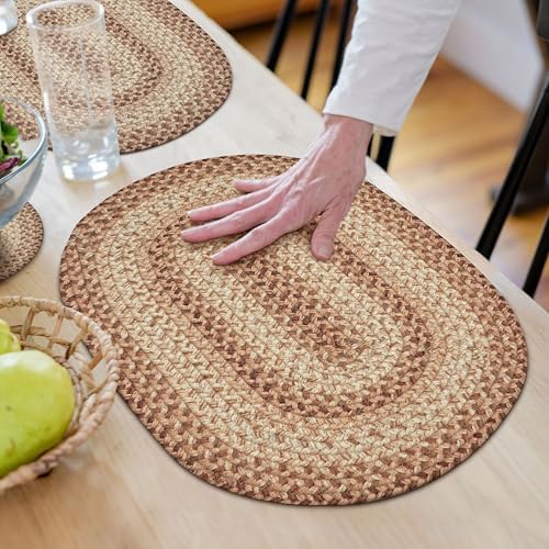 Homespice Cookie Dough Jute Braided Placemats, Oval 13x19 Set of 6