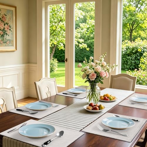 Homaxy Cloths Placemats for Dining Table Set of 6, 13" x 19", Beige