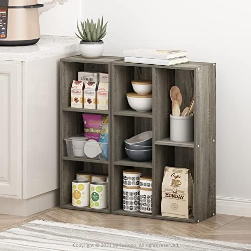Furinno Luder 5-Cube No Tool Assembly Open Shelf, French Oak