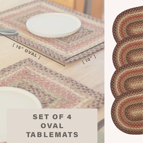 Homespice Gingerbread Jute Braided Table Mats, Oval 10x15 Set of 4