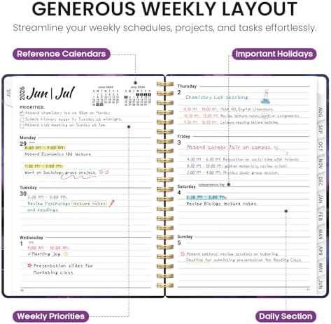 Planner 2026-2027, Monthly & Weekly Jul 2026-Jun 2027 Planner Calendar