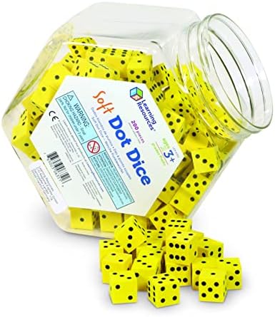 Learning Resources Hands-On Soft Dot Dice Bucket, Classroom or Homeschool Supplies, Set of 200, Ages 3+