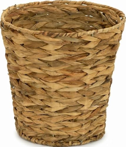 Household Essentials Wicker Waste Basket, Woven Leaf Basket with Wire Frame, Trash Bin or Storage Basket for Bedroom, Bathroom, Office and More
