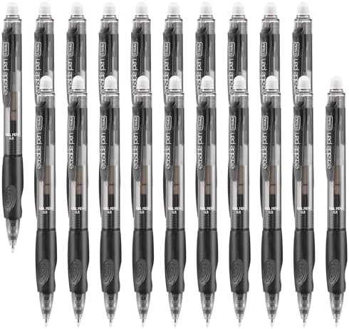 USUAL Retractable Erasable Gel Pens, 0.5mm Fine Point, 20 Black Ink Pens, Make Mistakes Disappear, Smooth Writing for Office & Back-to-School Supplies (20 Black)