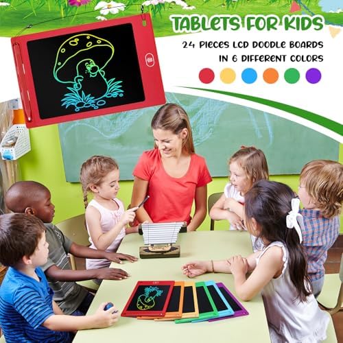 Zhehao 24 Pcs LCD Writing Tablet Kids Board, Bright Color, Round Style