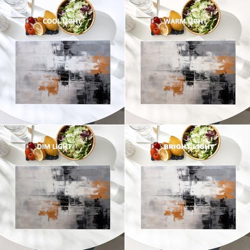 Batmerry Abstract Art with Blocks Color Linen Placemats Set of 4, Colorful Geometric Washable Table Mats for Kitchen Table Thickened Heat Insulation Dining Set Indoor Outdoor 12X18 in