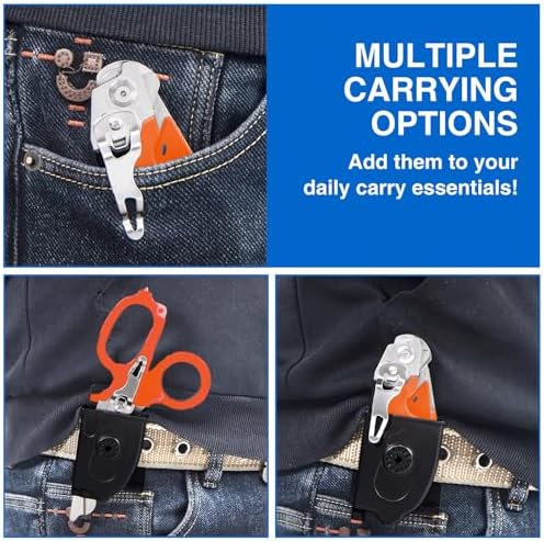 Heavy Duty 6 in 1 Multifunctional Trauma Shears Foldable | Stainless Steel emergency response scissors | Survival Shears with Holster | Medical Trauma shears Tactical With Strap Cutter | Orange