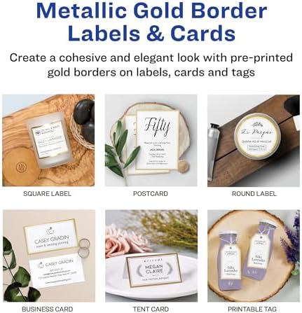 Avery Matte White Labels, Metallic Gold Borders, 3" Round Labels, 60 Total, Laser/Inkjet Printable (6544)