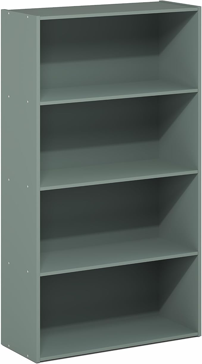 Furinno PASIR Book Shelf, 3-Tier Bookshelf, Storage Shelves Bookcase, 9.7 x 23.7 x 31.5, for Living Room, Bedroom, Home Office, Sage Green