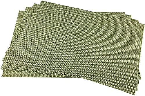 WAZAIGUR Placemats Crisscross Woven Vinyl Place Mats Set of 4 Green&Yellow