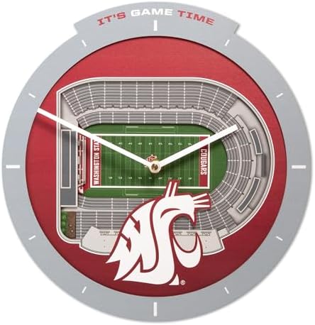 YouTheFan NCAA Washington State Cougars StadiumView 3D Wall Clock