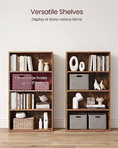 VASAGLE Set of 2 Bookshelves, 4-Tier Open Bookcases, Adjustable Shelves