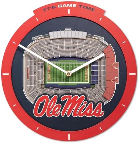YouTheFan NCAA Mississippi Rebels StadiumView 3D Wall Clock
