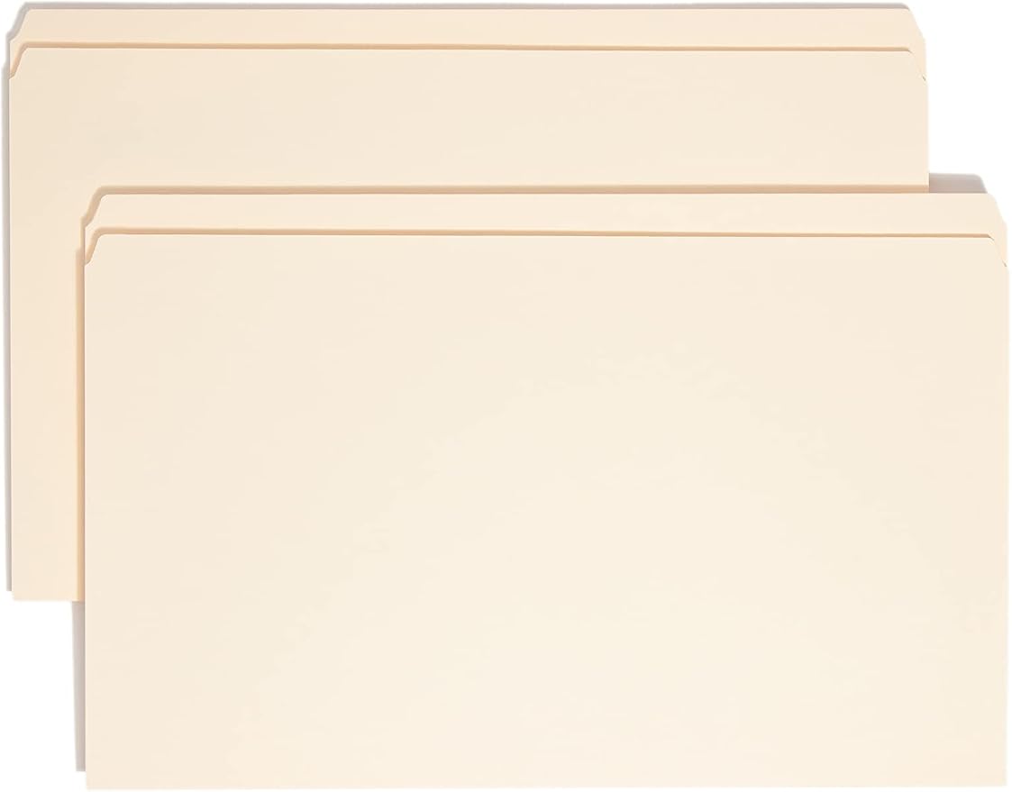 Smead File Folder, Reinforced Straight-Cut Tab (Not Undercut), Legal Size, Manila, 100 per Box (15310)