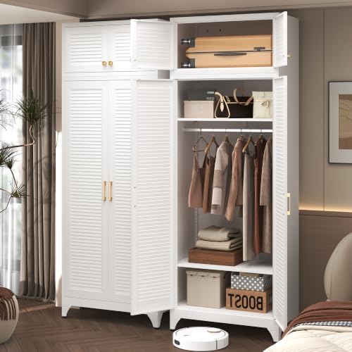 Steeloong 86"Armoire Wardrobe Close,Metal Wardrobe Cabinet with Hanging Rod