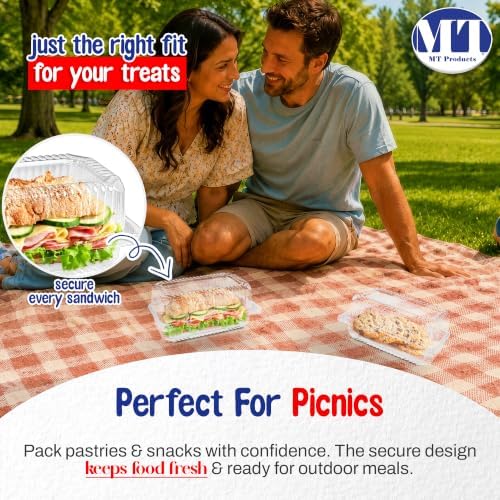 MT Products Clear Plastic Loaf Container 7.6" x 5.1" x 3.6" - Small Hoagie Container (Pack of 40) - Made in the USA