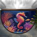 Seahorse Colorful Half Round Door Mat Non Slip Washable Semi Circle Area Rug Absorbent Soft Half Moon Rug Floor Mat for Indoor Outdoor Kitchen Bathroom Patio Front Door Mat Decor
