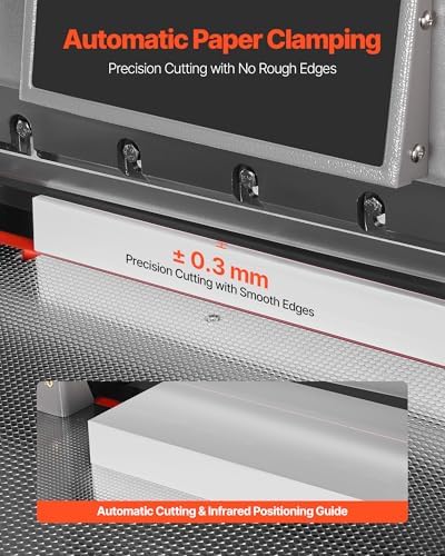 VEVOR Electric Paper Cutter, Metal Programmable Paper Cutter Machine, 17.99 inch Cutting Width, 2.28 inch Cutting Thickness, Electric Hydraulic Guillotine Trimmer with Infrared Function & Spare Blade